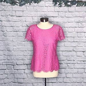 JCREW Raindrop Lace Top Fuchsia Pink Size 4